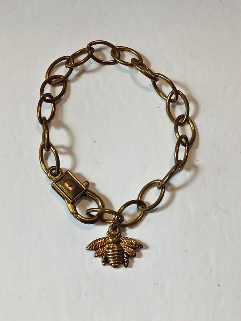 Gold-Tone Bee Charm Link Bracelet Bumblebee Jewelry